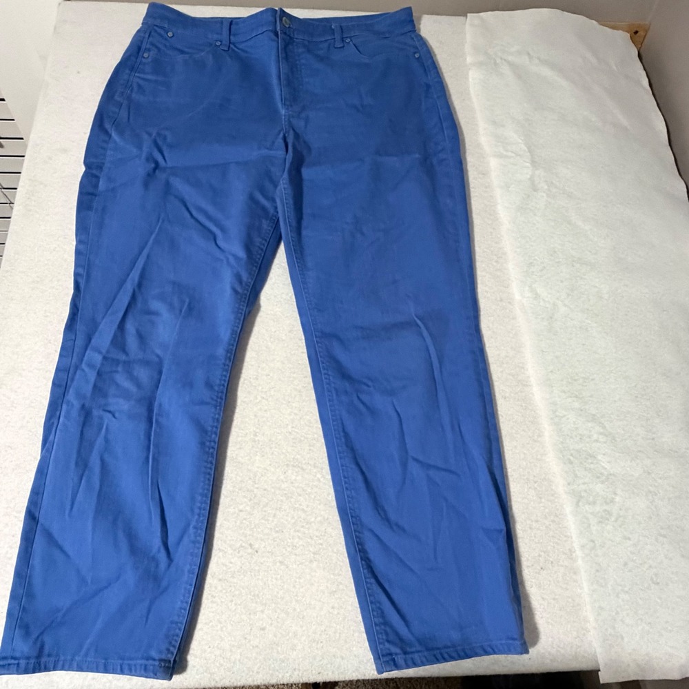 Talbots Flawless Five-Pocket Curvy Slim Ankle Pants Blue Size 16 High Rise